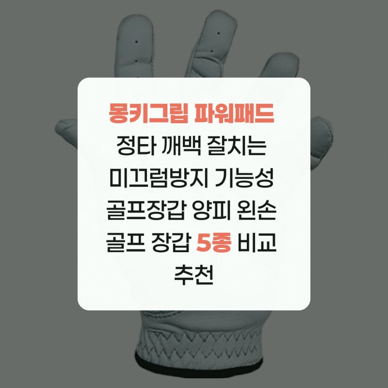 몽키그립 파워패드 정타 깨백 잘치는 미끄럼방지 기능성 골프장갑 양피 왼손 골프 장갑 5종 ....