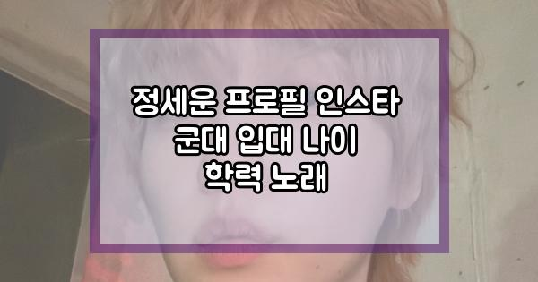 정세운 프로필 인스타 군대 입대 나이 학력 노래