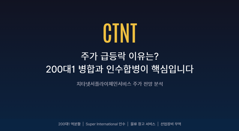 CTNT 주가 급등락 이유는? 치타넷서플라이체인서비스 주가 전망, 200대1 병합과 인수합병이 핵....