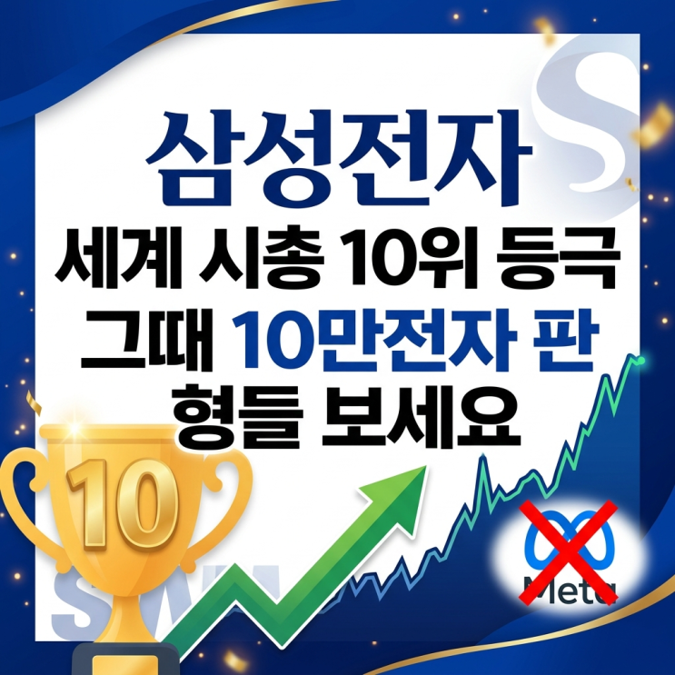  삼성전자 세계 시총 10위 등극, 그때 10만전자 판 형들 보세요