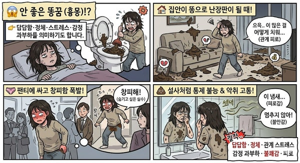 안 좋은 똥꿈 (흉몽으로 보는 경우)