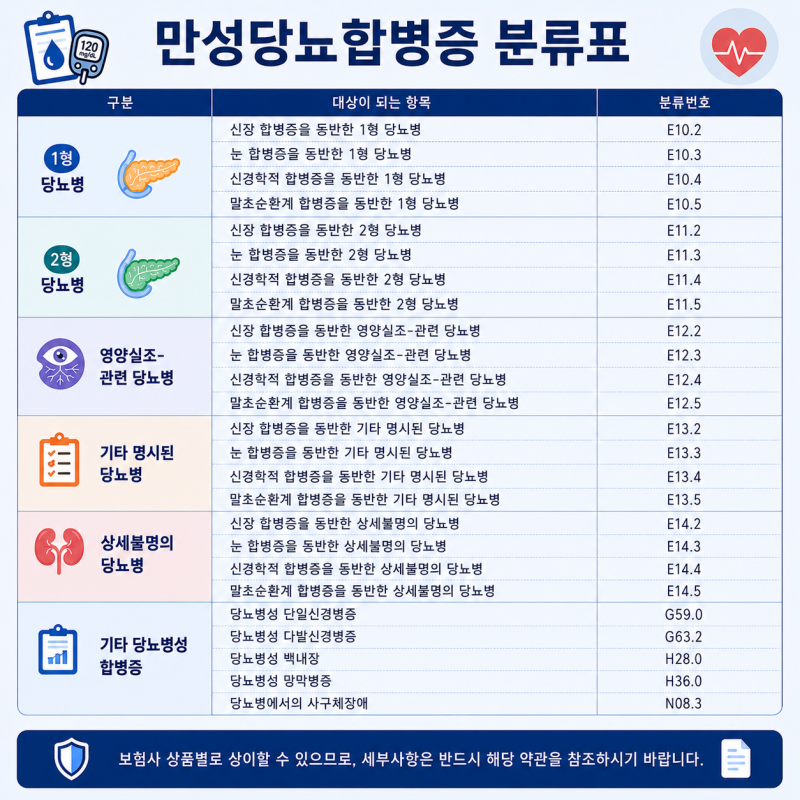 만성 당뇨합병증 진단비 보장범위 총정리, 백내장부터 신경병증까지