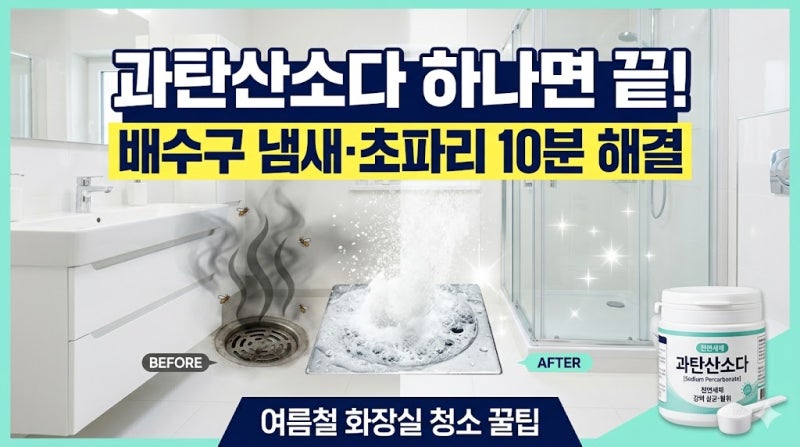 [여름 화장실 청소] 초파리 완벽 차단! 과탄산소다 배수구 냄새 제거 10분 컷 루틴