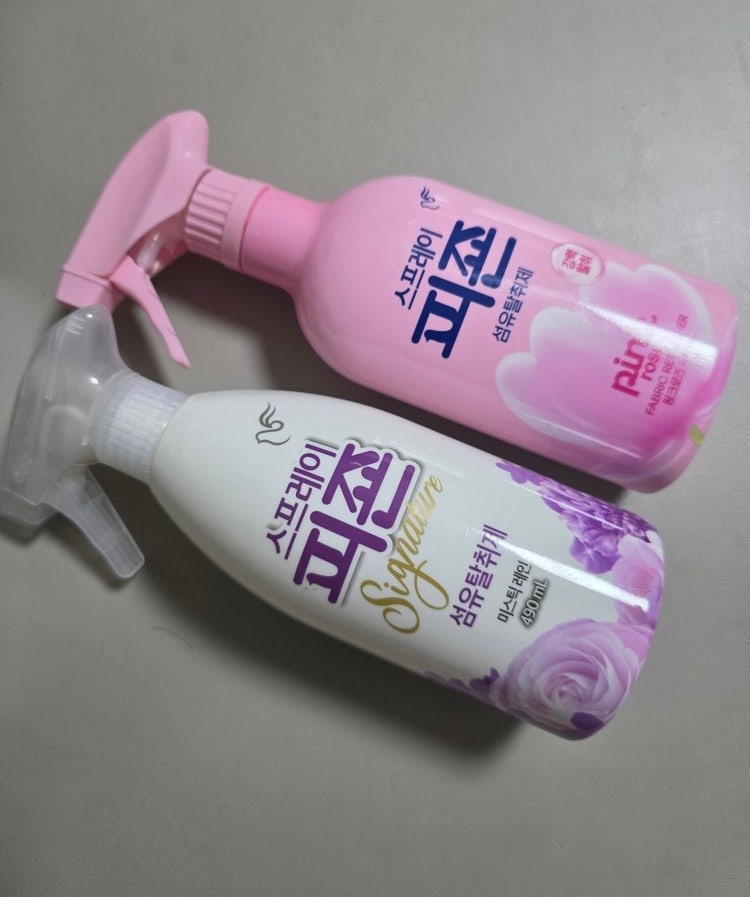 향 괜찮은 피죤 섬유탈취제 핑크는 달콤, 미스틱은 은근한 향 아이 옷엔 핑크로즈^^
