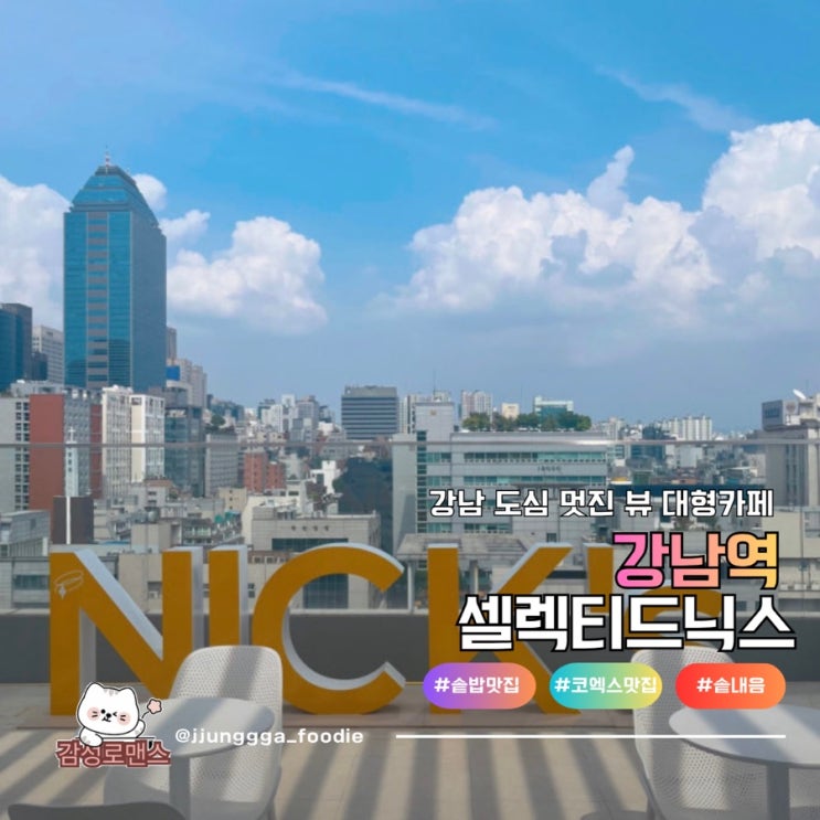  강남역 대형카페 루프탑 야경 맛있는 티라미슈 셀렉티드닉스