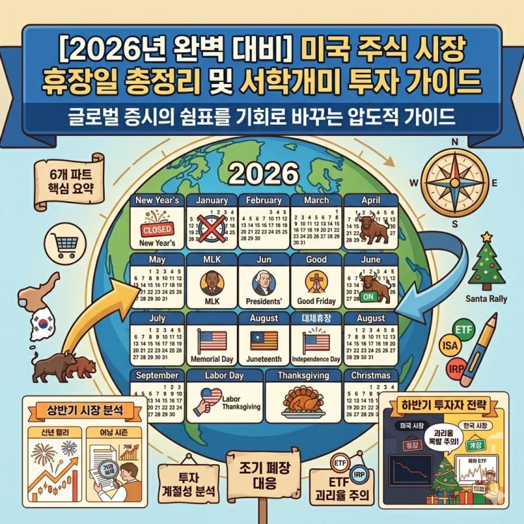  2026년 미국 주식 시장 휴장일 및 조기 폐장일 총정리 (ISA·IRP ETF 투자자 필독)