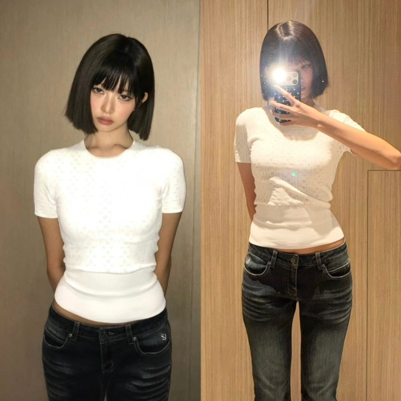 260601 IVE Rei's Instagram Outfit Info: Bootcut Jeans, Pants, Short-Sleeve T-shirt