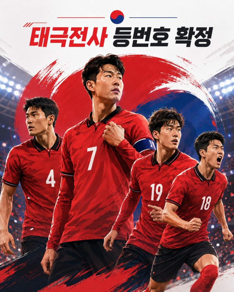 2026 북중미 월드컵 한국 대표팀 등번호 총정리… 손흥민 7번·이강인 19번·오현규 18번, 그 의....