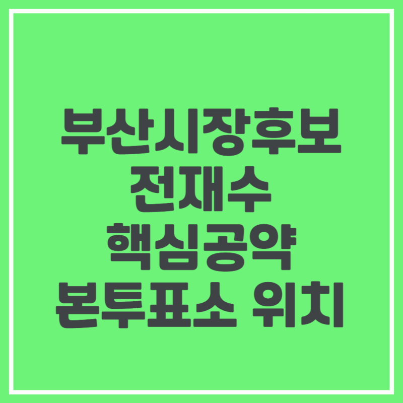 전재수 부산시장 후보 공약 정치경력 업적 나이 재산 가족 내투표소 찾는법 총정리