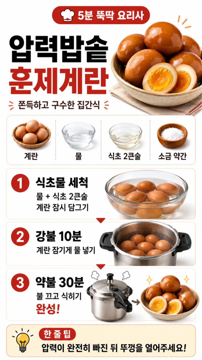 압력밥솥 훈제계란 만드는 법, 쫀득하고 구수한 집간식｜5분 뚝딱 요리사
