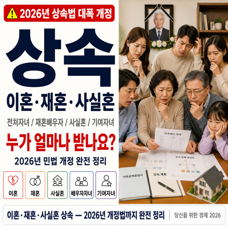  이혼,재혼,사실혼,배우자자녀,기여자녀 상속법 너무복잡하지?