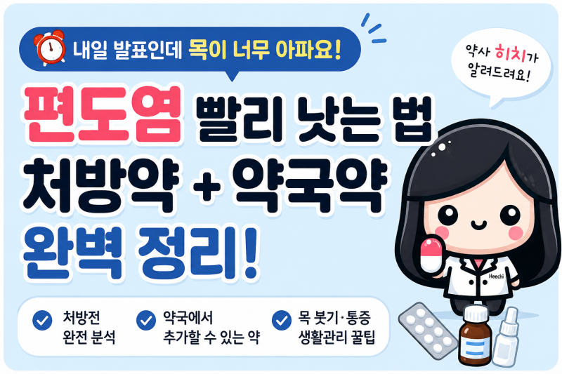 내일 발표인데 목이 너무 아파요! 편도염 처방전과 약국에서 추가할 수 있는 약 + 목관리 방....