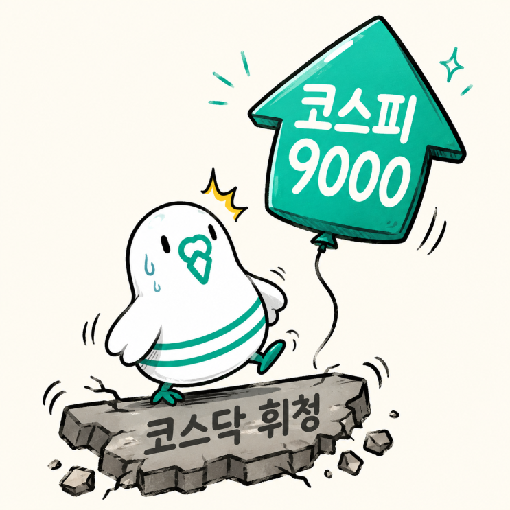 "국내주식 다 오른 줄 알았는데" 코스피 9000, <b>코스닥</b>은... 