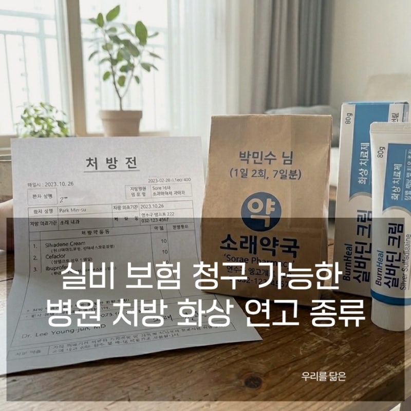 실비 보험 청구 가능한 병원 처방 화상 연고(크림) 종류: 퇴원 전 꼭 확인하세요