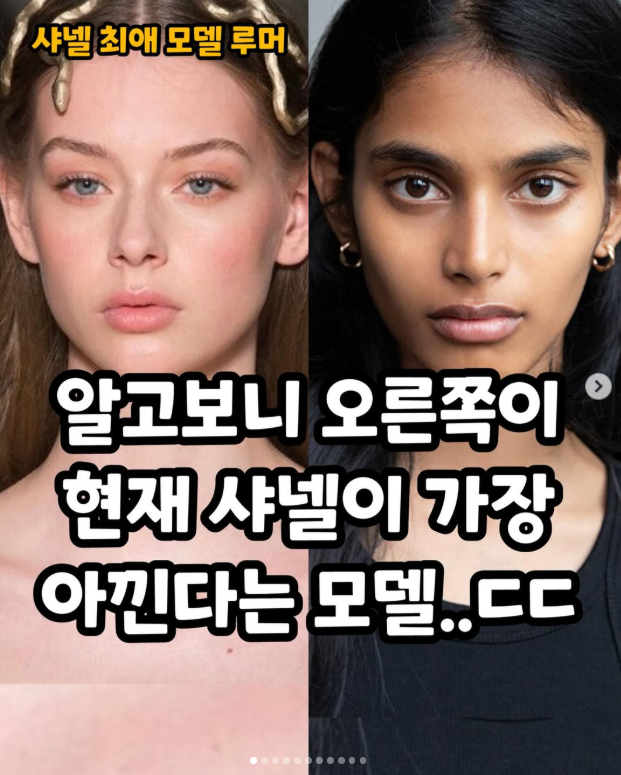 알고보니 오른쪽이 현재 샤넬이 가장 아낀다는 모델