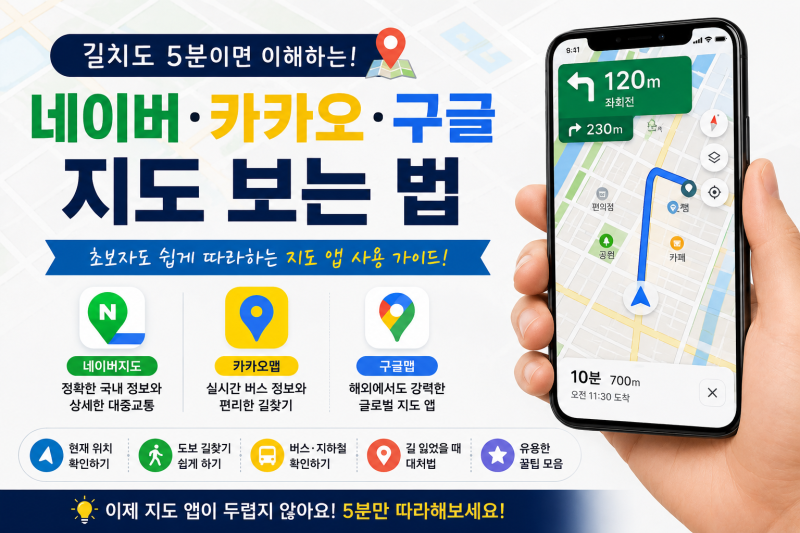 길치도 5분이면 이해하는 네이버지도·카카오맵·구글맵 보는 법