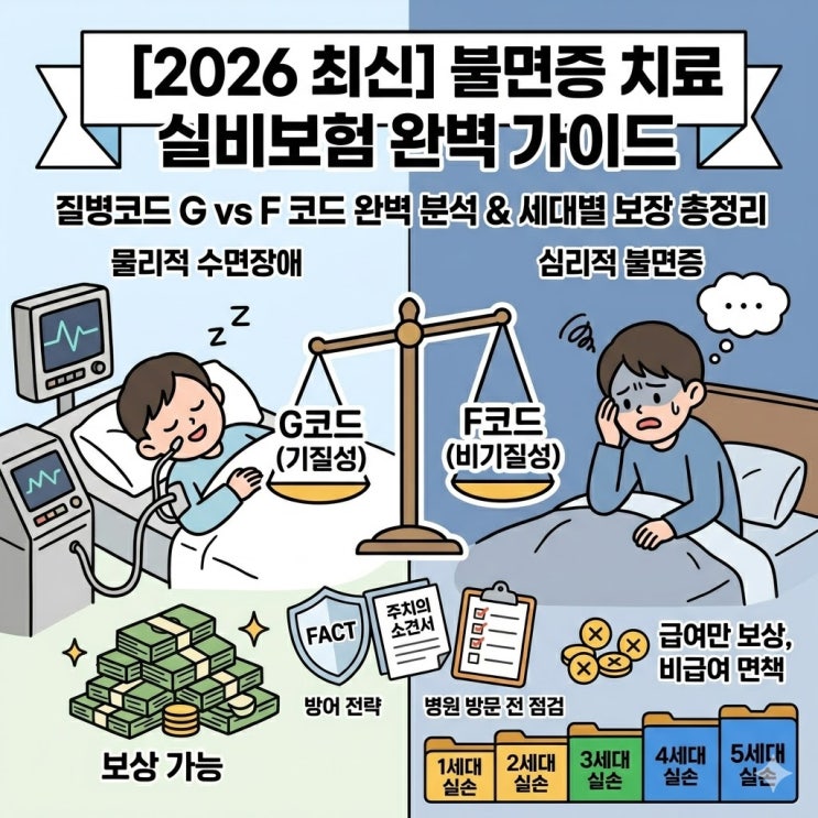  불면증 치료 실비보험 되나요? G47·F51 질병코드 및 1~5세대 실손 청구 완벽 가이드