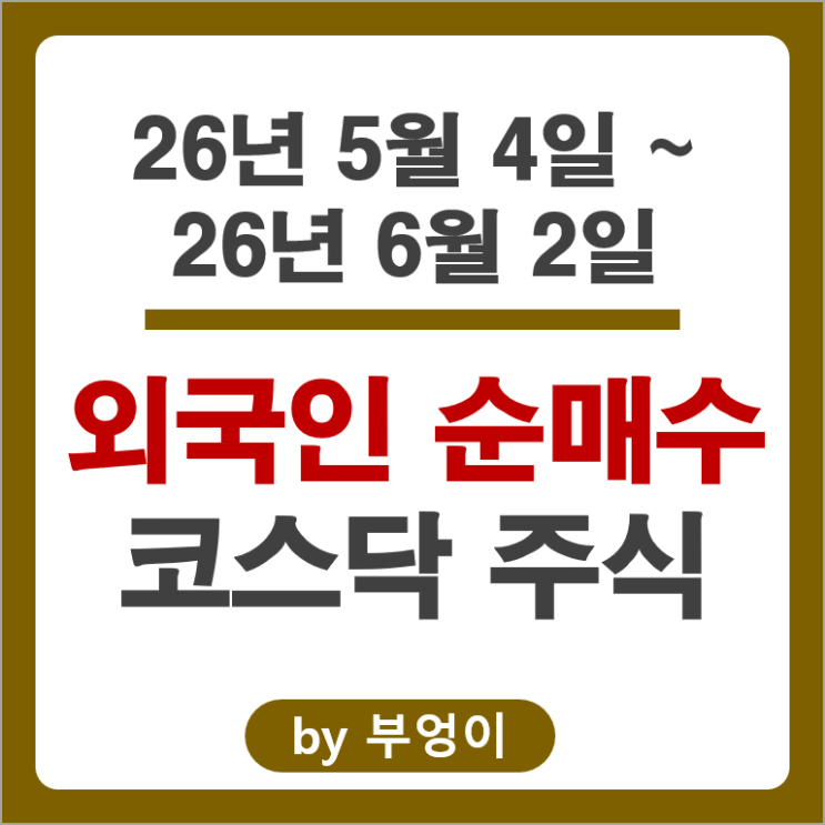 외국인 순매수 코스닥 주식 Top 4 : 파두 이오테크닉스 에코프로비엠 에이비엘바이오 주가