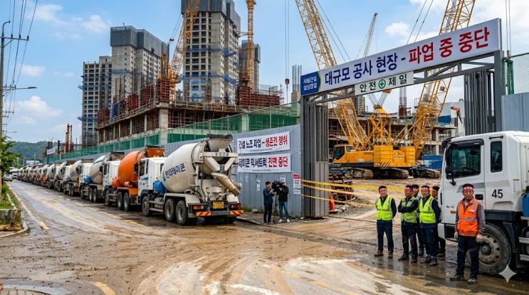 <b>레미콘</b> 운송노조 8일 <b>파업</b> 예고 : 수도권 반도체 공사 현장 '비상'