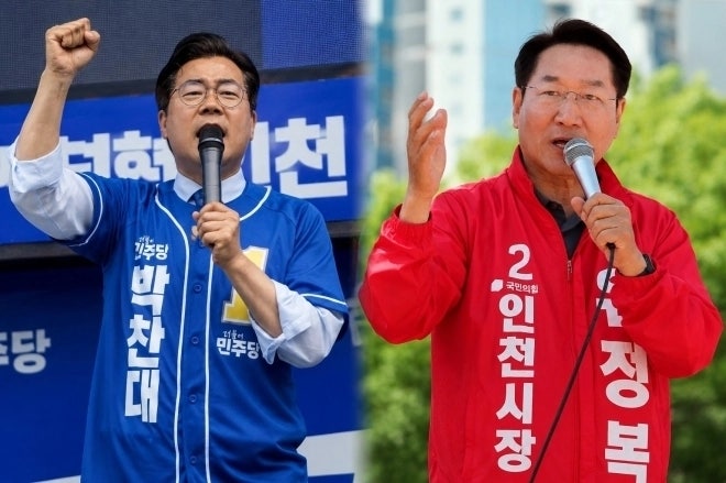 2026년 인천시장 출구조사 박찬대 VS 유정복 여론조사 당선 가능성 후보