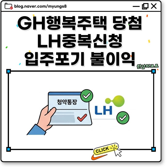 GH행복주택 당첨 후 서류제출 입주절차 포기 불이익 LH 중복 신청 가능 여부까지