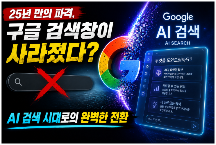 25년 만의 파격, 구글 검색창이 사라졌다? AI 검색 시대로의 완벽한 전환
