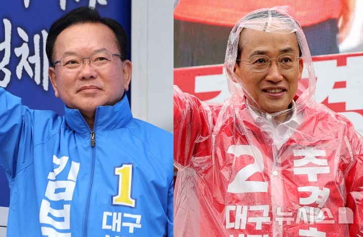 대구시장 출구조사, 추경호 49.9%·김부겸 49.1%…보수 텃밭도 초접전