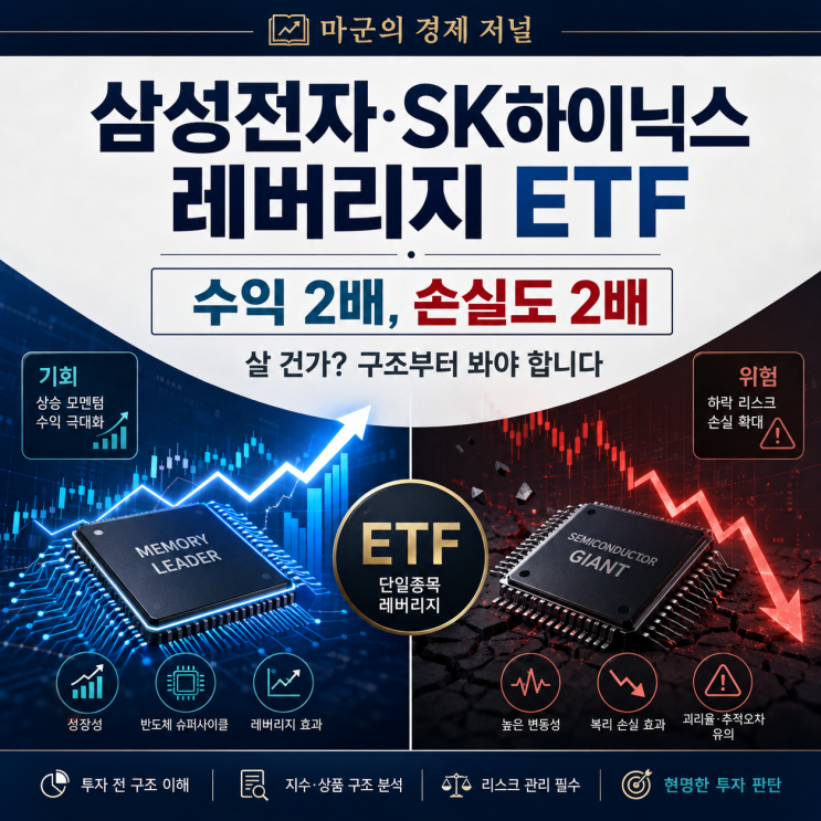  삼성전자·SK하이닉스 레버리지 ETF, 수익 2배 손실도 2배 살 건가