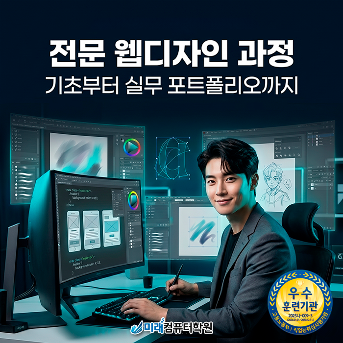  부산·양산 웹디자인학원 국비지원으로 포토샵 일러스트 마스터하고 비전공자 웹디자이너 취업하기