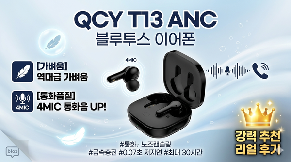 [내돈내산 리뷰] 대륙의 실수? 아니 역대급 갓성비! 'QCY-T13 ANC' 블루투스 이어폰 솔직 구매 후....