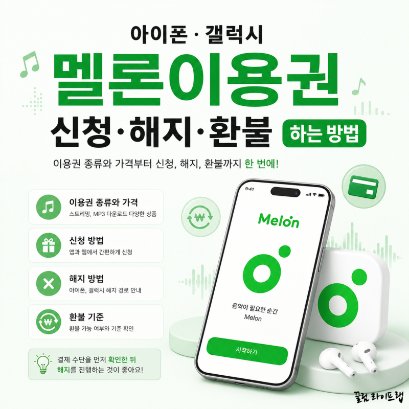 아이폰 갤럭시 멜론이용권 신청 해지 환불 하는 방법