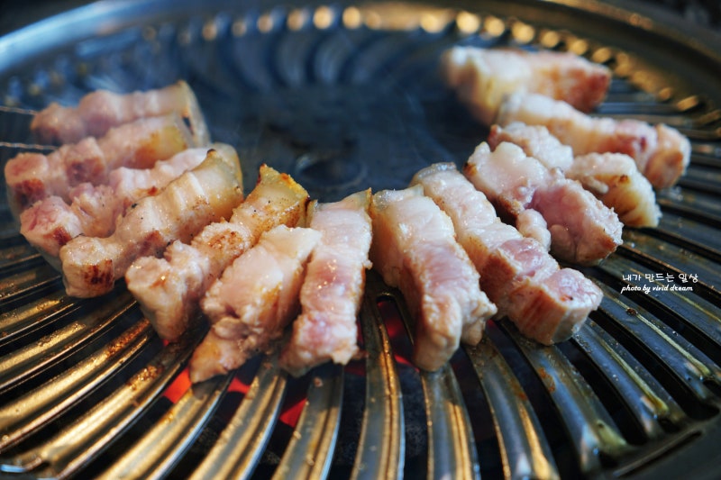 분당 율동공원 맛집 육즙 가득 오겹살 홍천화로구이 서현 고기집
