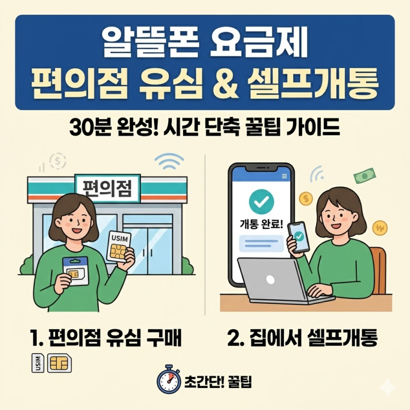 알뜰폰 요금제 갈아탈 때 유심 편의점에서 사고 셀프개통 하는 법 (시간 단축 꿀팁)