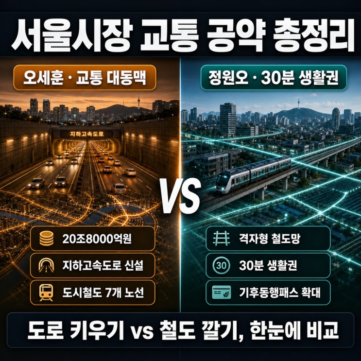오세훈 '교통 대동맥' vs 정원오 '30분 생활권' <b>서울시장</b> 교통... 