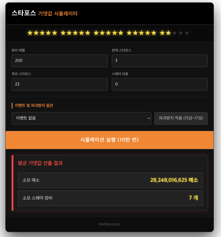  메이플스토리 스타포스 기댓값 22성 비용과 샤타포스 혜택 총정리