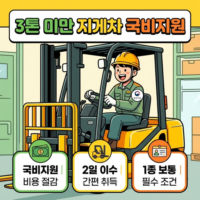 3톤미만 지게차 면허 교육, 국비지원으로 비용 아끼고 취득하는 방법