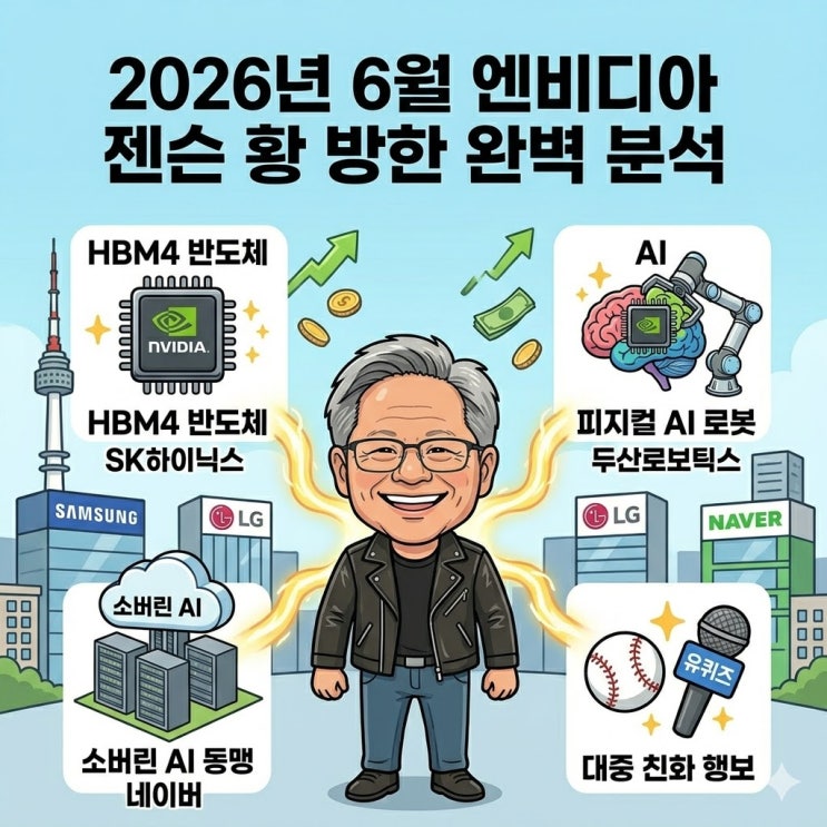  2026년 6월 엔비디아 젠슨 황 방한 일정 완벽 정리! SK하이닉스·두산로보틱스 등 수혜주 총망라