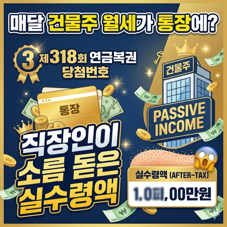  "매달 건물주 월세가 통장에?" 제318회 연금복권 당첨번호와 직장인이 소름 돋은 실수령액