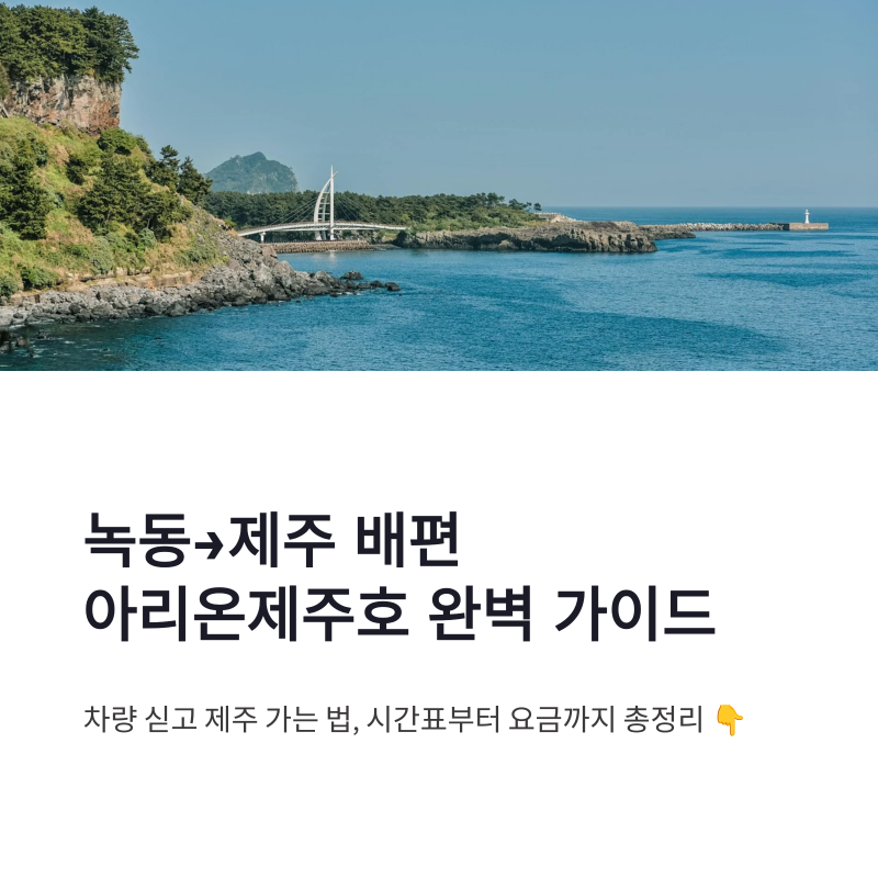 녹동 제주도 배편 아리온제주호 시간표부터 차량선적 요금까지 총정리