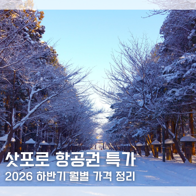  "25만원부터 풀렸다…" 2026 하반기 삿포로 항공권 가격 월별 특가 최저가 정리