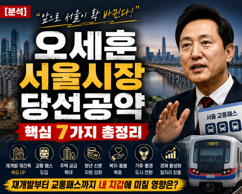 벼랑 끝 대역전!" 사상 첫 5선 고지 오른 오세훈 당선 공약 요약 서울시장 핵심