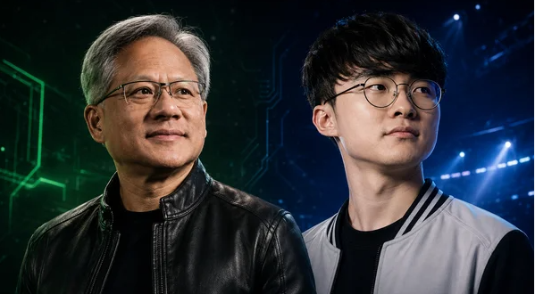엔비디아 <b>젠슨 황</b> CEO, 방한 중 ‘롤 황제’ <b>페이커</b>와 만남... 
