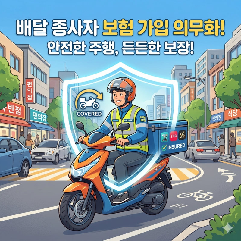 배달 종사자 라이더 유상 종합 보험 가입 의무화 알고 계신가요?