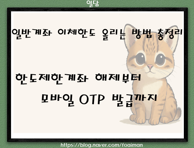 일반계좌 이체한도 올리는 방법 총정리｜한도제한계좌 해제부터 모바일 OTP 발급까지