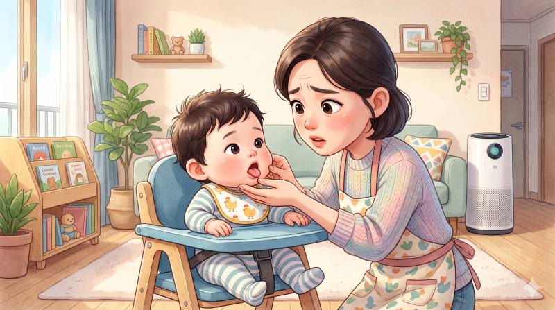 아기 이유식 시작 후 혀 반점 생기는 원인과 대처법 (아구창 지도설 구분하기)