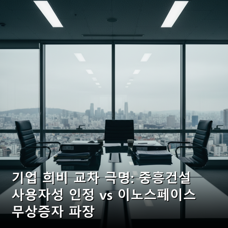 기업 희비 교차 극명: 중흥건설 사용자성 인정 vs <b>이노스페이스</b> 무상....