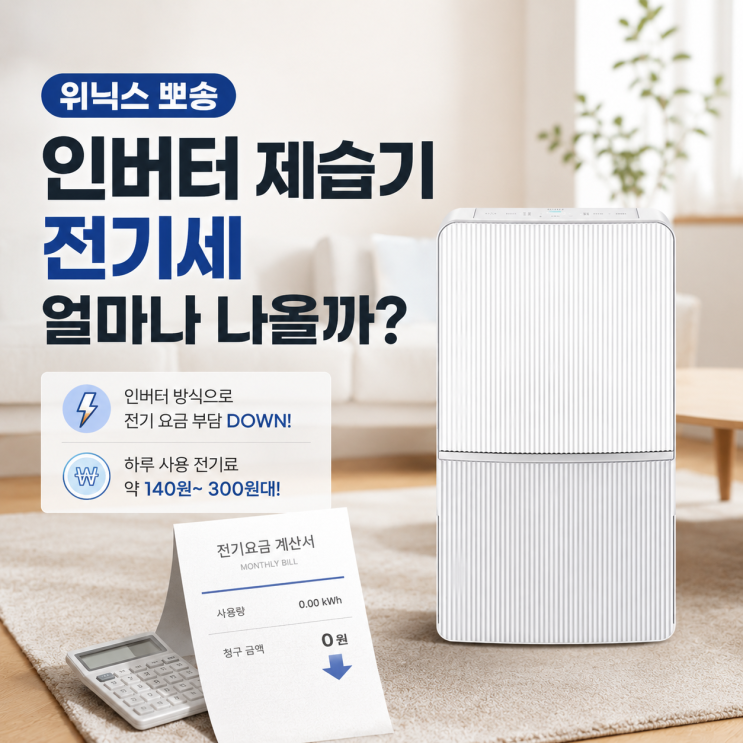  위닉스 뽀송 인버터 제습기 전기세 얼마나 나올까