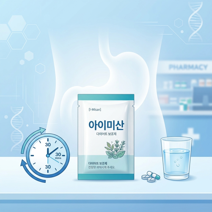  아이미산 효과 및 복용법, 뱃살 줄이려면 식간 타이밍이 중요하다네