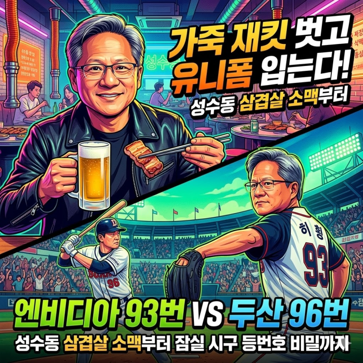  젠슨 황 방한 일정 총정리! 성수동 삼겹살 소맥부터 잠실 시구 등번호 93번 비밀까지