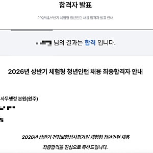 [건강보험심사평가원] 2026년 상반기 청년인턴 최종 합격 후기(+ 임용포기, 예상질문 공유)
